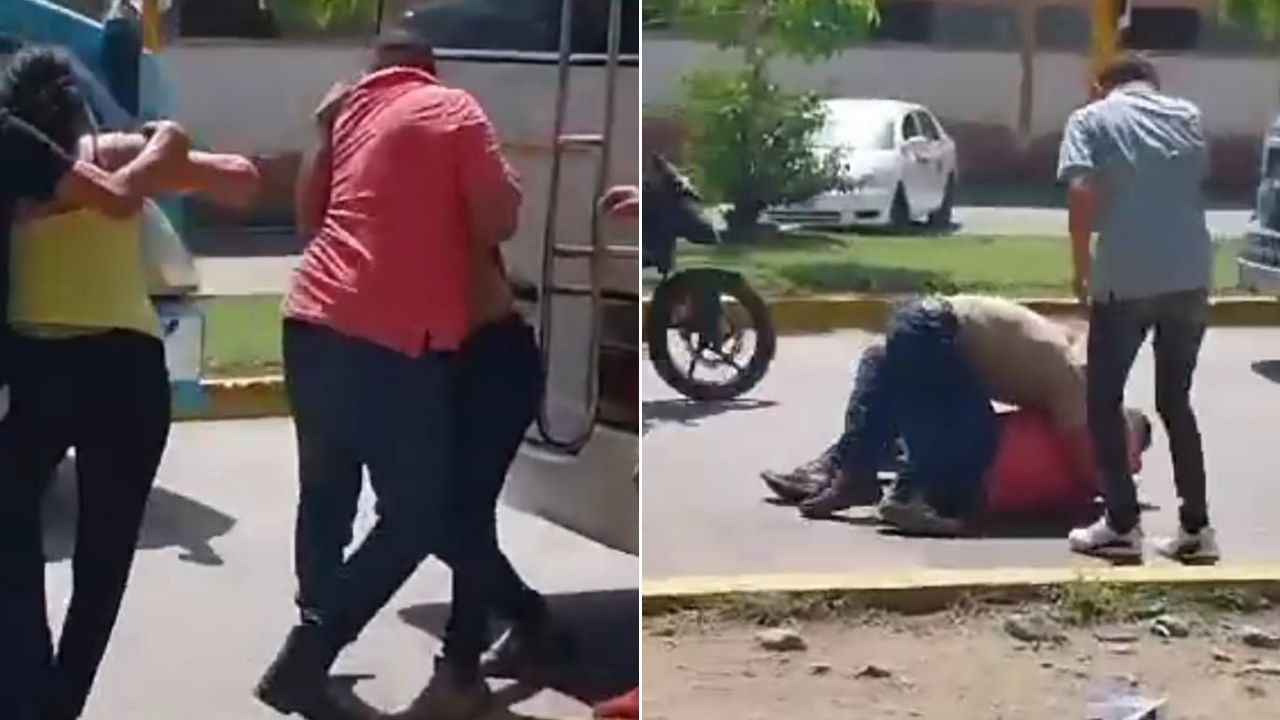 VIDEO: Dos conductores de 'rapiditos' se van a los golpes al pelear por pasajeros en Yoro