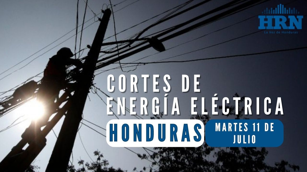 Cortes de energía programados para este martes 11 de julio