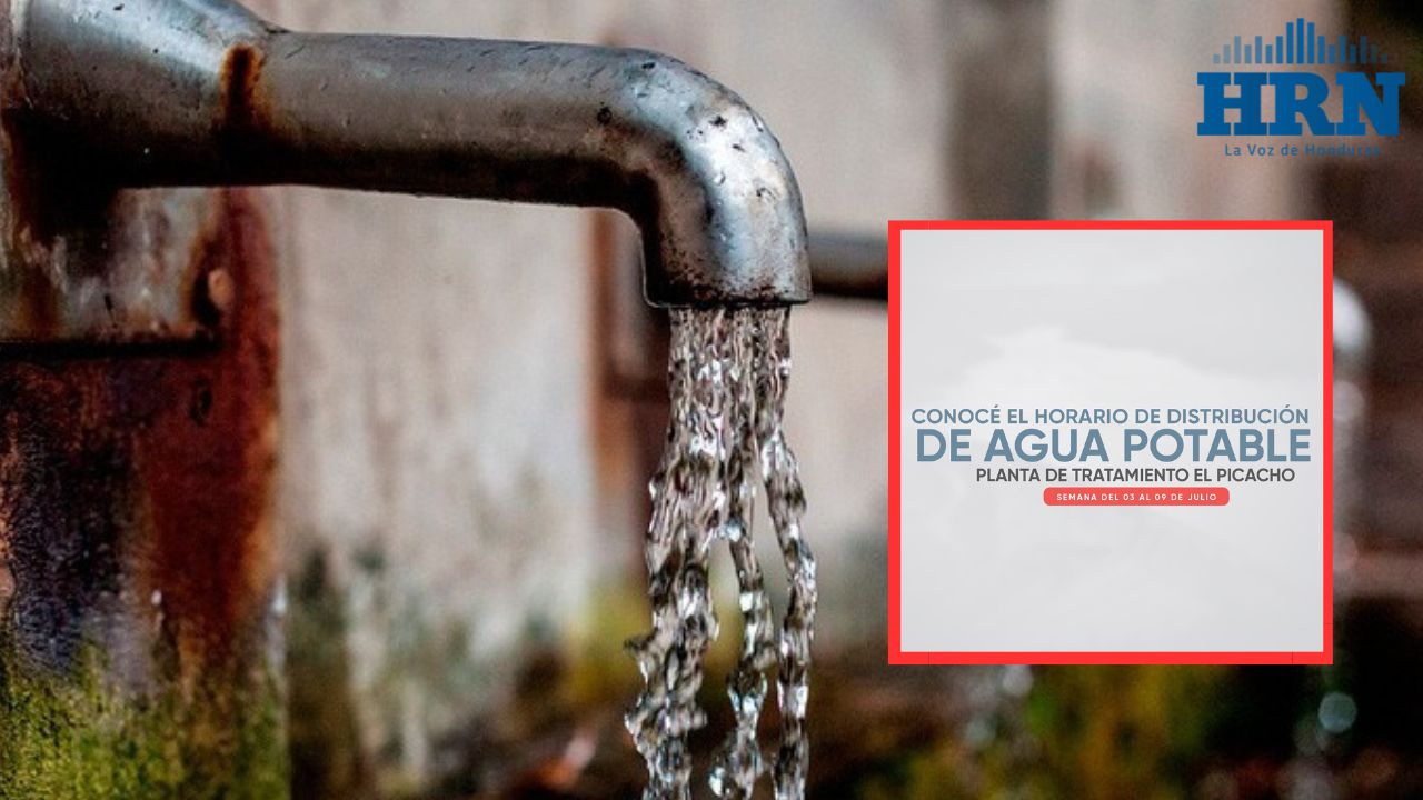 Horario de distribución de agua potable desde el 4 hasta el 9 de julio en Tegucigalpa
