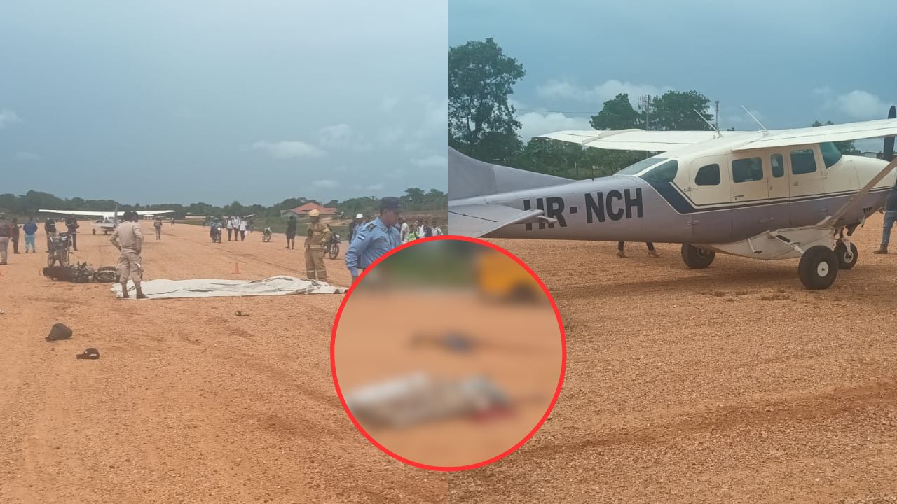 Dos hondureños fallecieron en accidente de avioneta: se cruzaron en moto durante aterrizaje