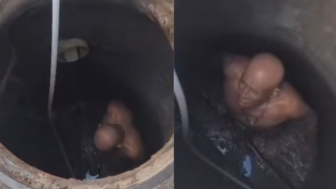 Graban a empleado municipal bañándose dentro de una alcantarilla en Juticalpa