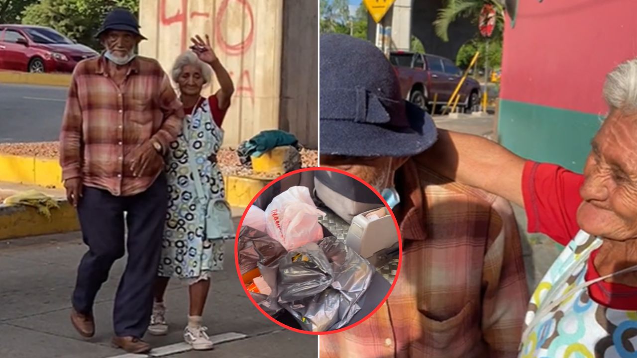 'Sus hijos no les ayudan': Hondureño le compra comida a abuelitos que piden dinero en la calle