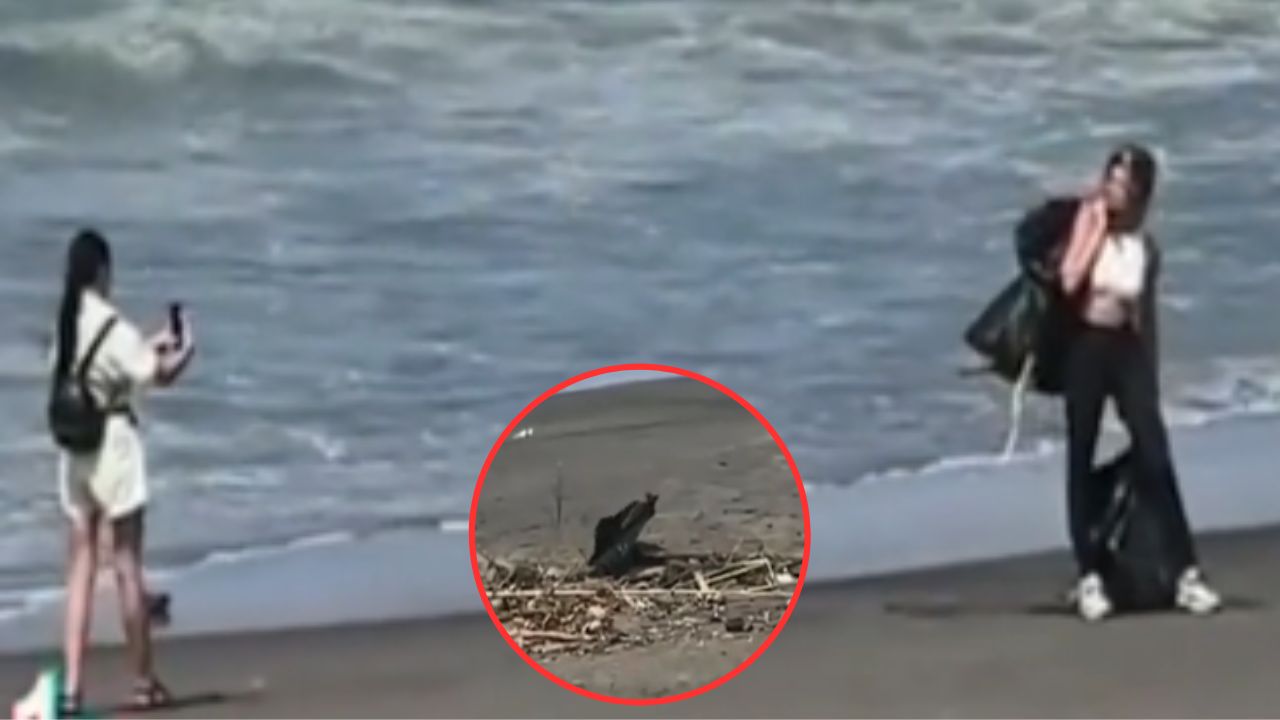 ¿Así son todos?: 'Influencer' se graba recogiendo basura y luego la deja tirada en la playa