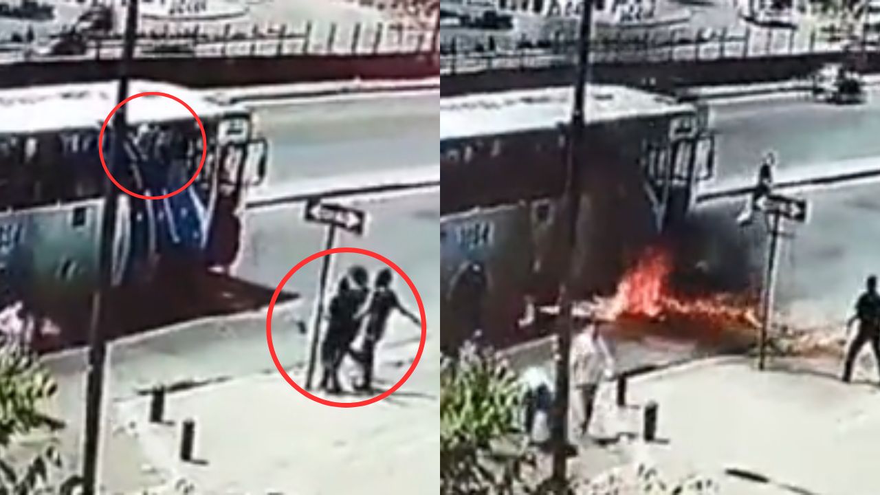 VÍDEO: Ladrones asaltan y queman un autobús lleno de pasajeros en Ecuador