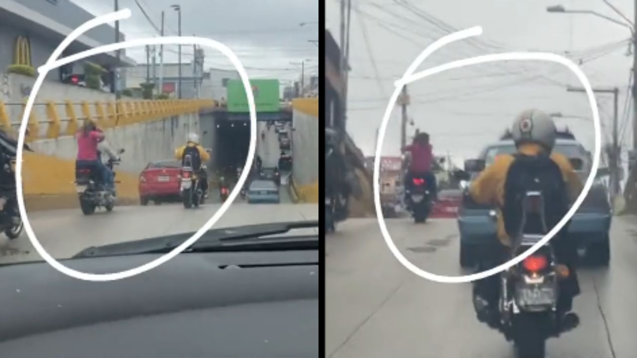 VÍDEO: ¿No le ajustó el tiempo? Captan a mujer peinándose en motocicleta en marcha