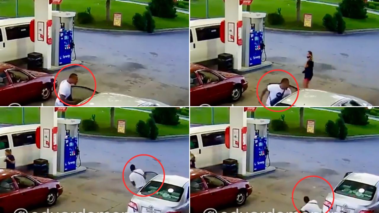 VIDEO: Mujer le dispara a hombre que la agredió en una gasolinera