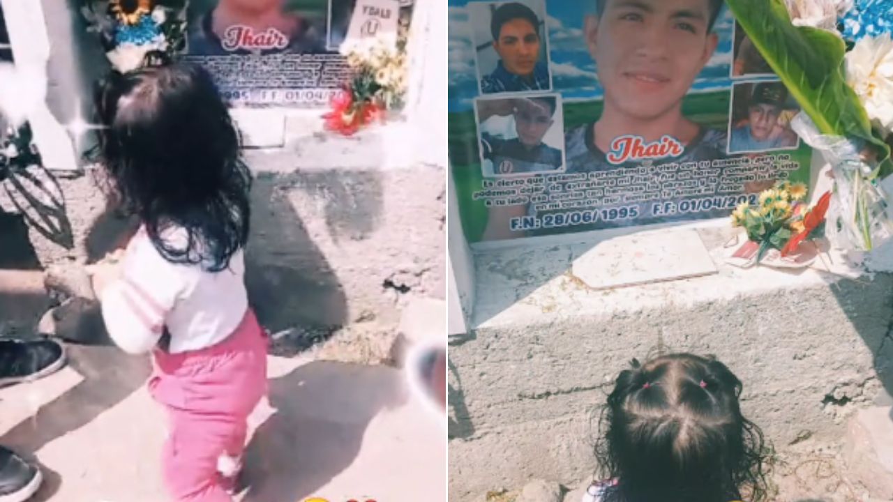 'Papá siempre te cuidará': Niña de un año visita a su padre en el cementerio
