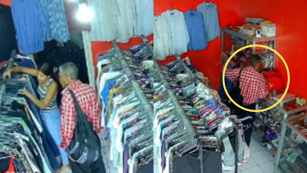 VÍDEO: Supuesto cliente de una tienda es captado mientras roba un celular en Juticalpa