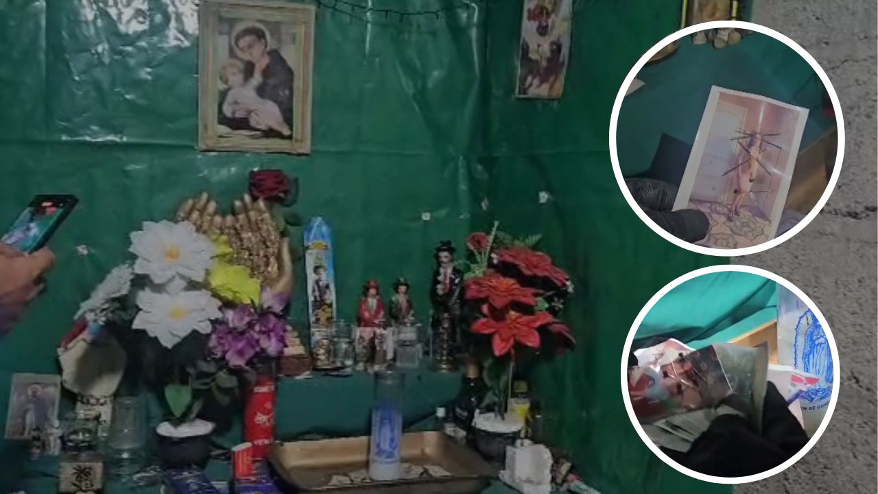 Fotos y vídeo: Descubren altar satánico de la pandilla 18 en Chamelecón; estaba en un túnel