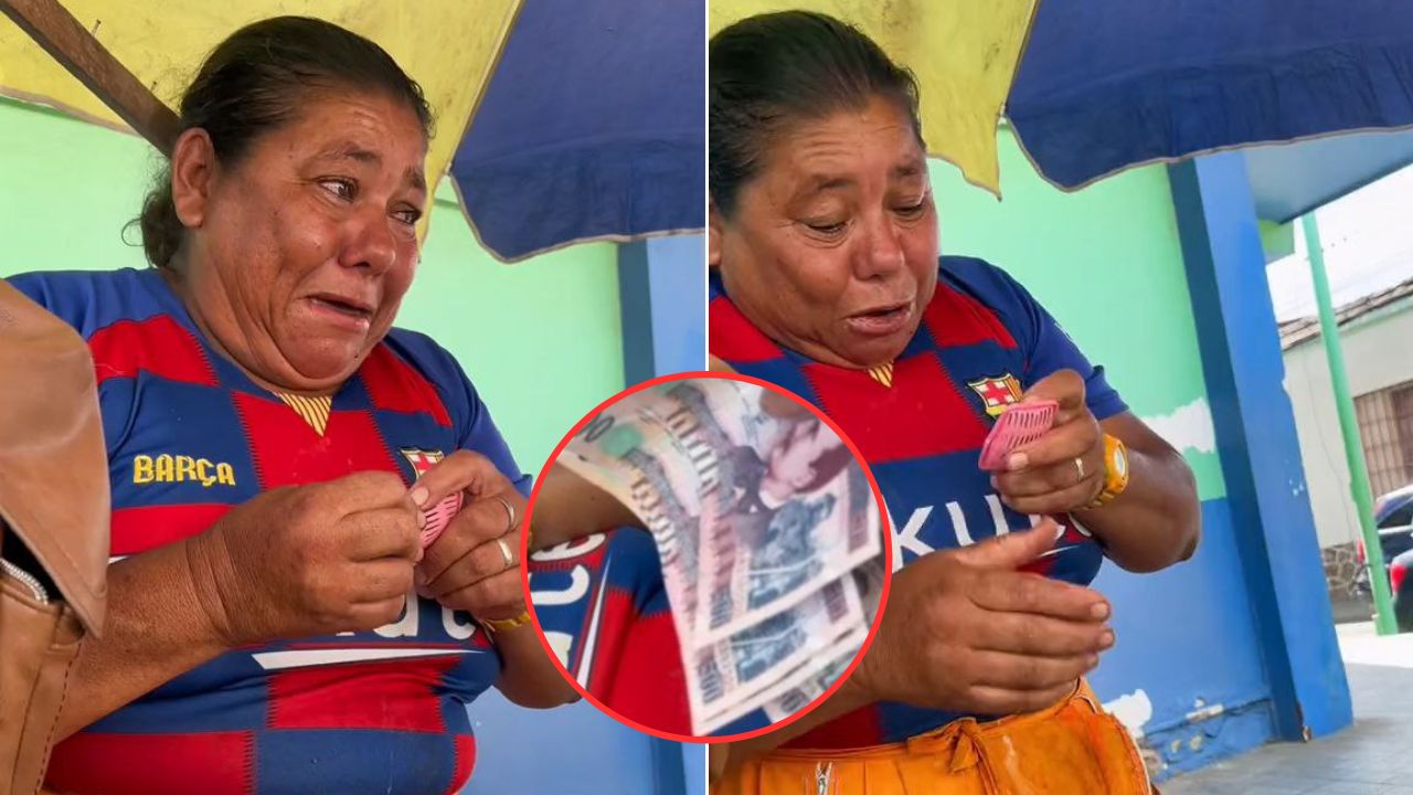 'Pero ni mis hijos': Vendedora rompe en llanto después de que hombre le regalara dinero