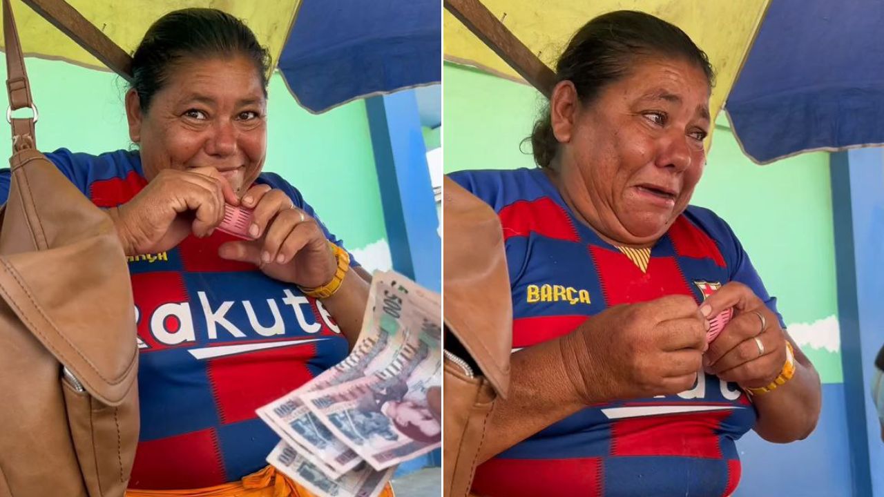 Al inicio, la mujer aguantaba las ganas de llorar, pero posteriormente lo hizo. Foto: HRN