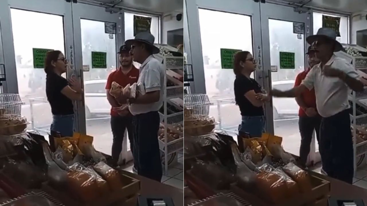 En el video se puede escuchar que, tras la discusión, la cajera les indicó que llamaran a la policía. Foto: Diseño HRN