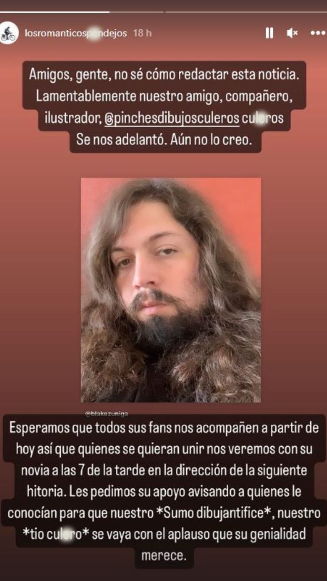 Comunicado de la muerte de Blake Zúñiga. Foto: Redes sociales