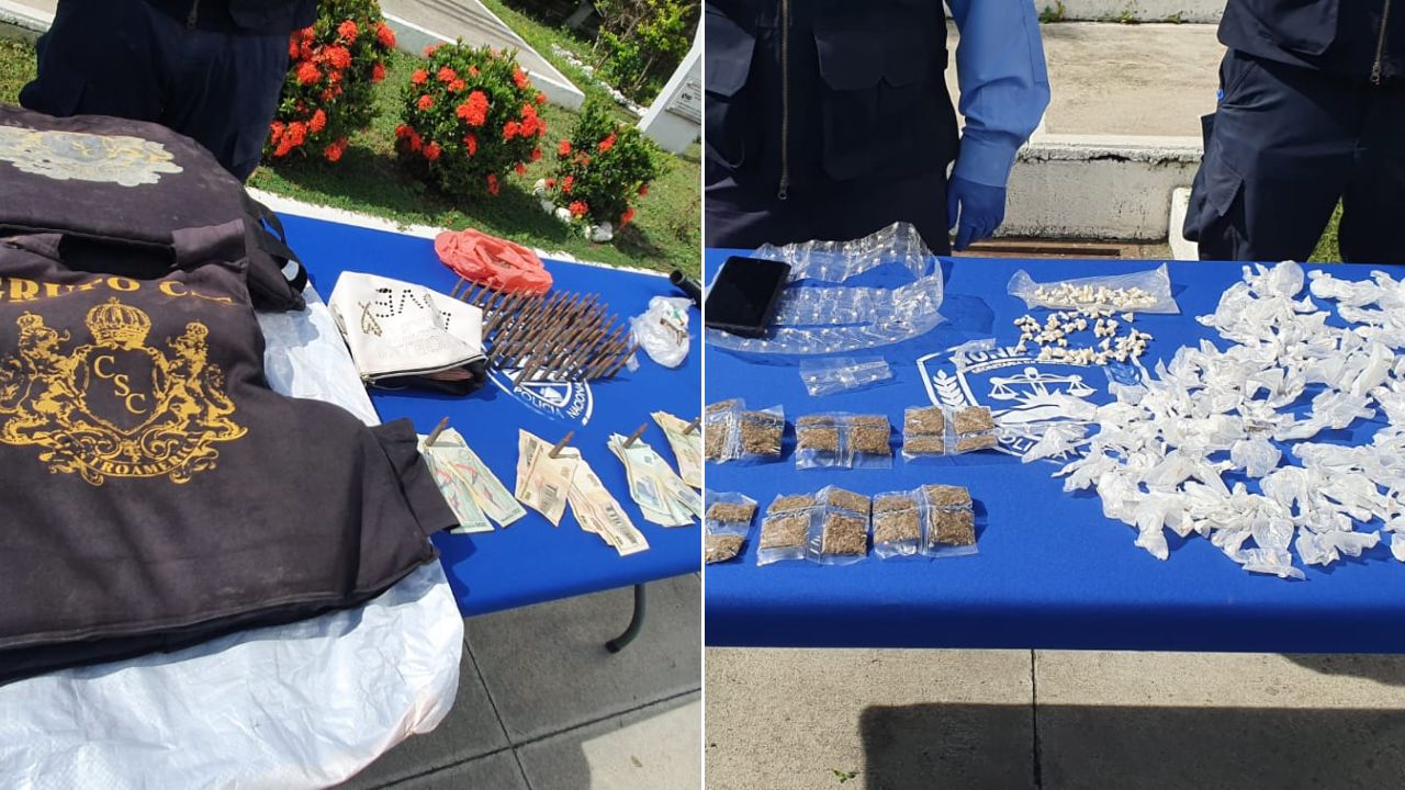 Parte de lo decomisado a la presunta pandillera. Foto: Diseño HRN