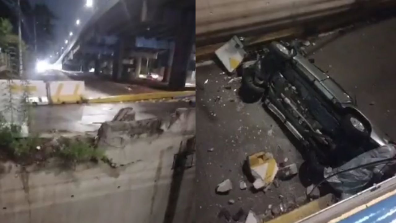 Un herido, deja accidente vial en cruce a desnivel frente a la UNAH, donde se estrelló bus 'rapidito'