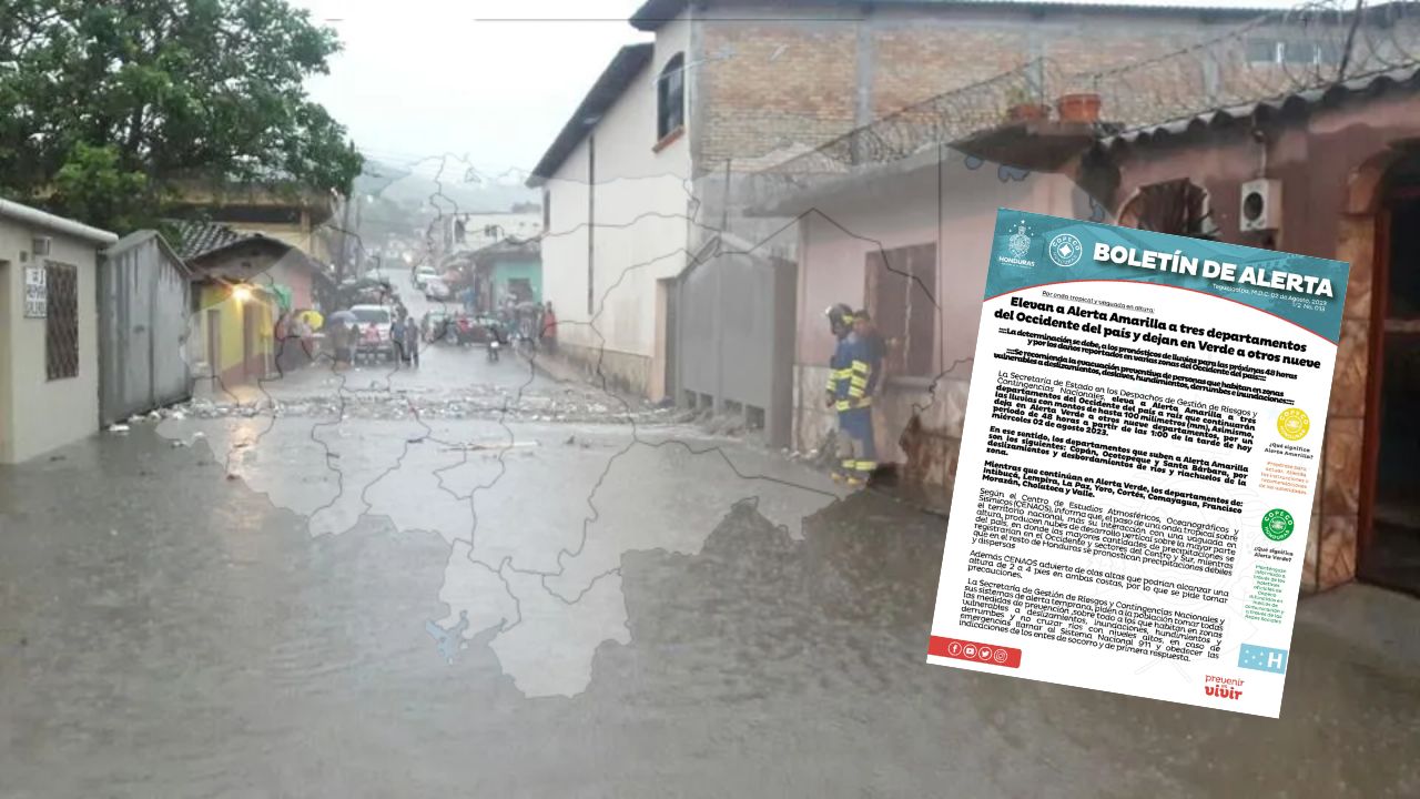 A amarilla elevan alerta en tres departamentos de Honduras por lluvias