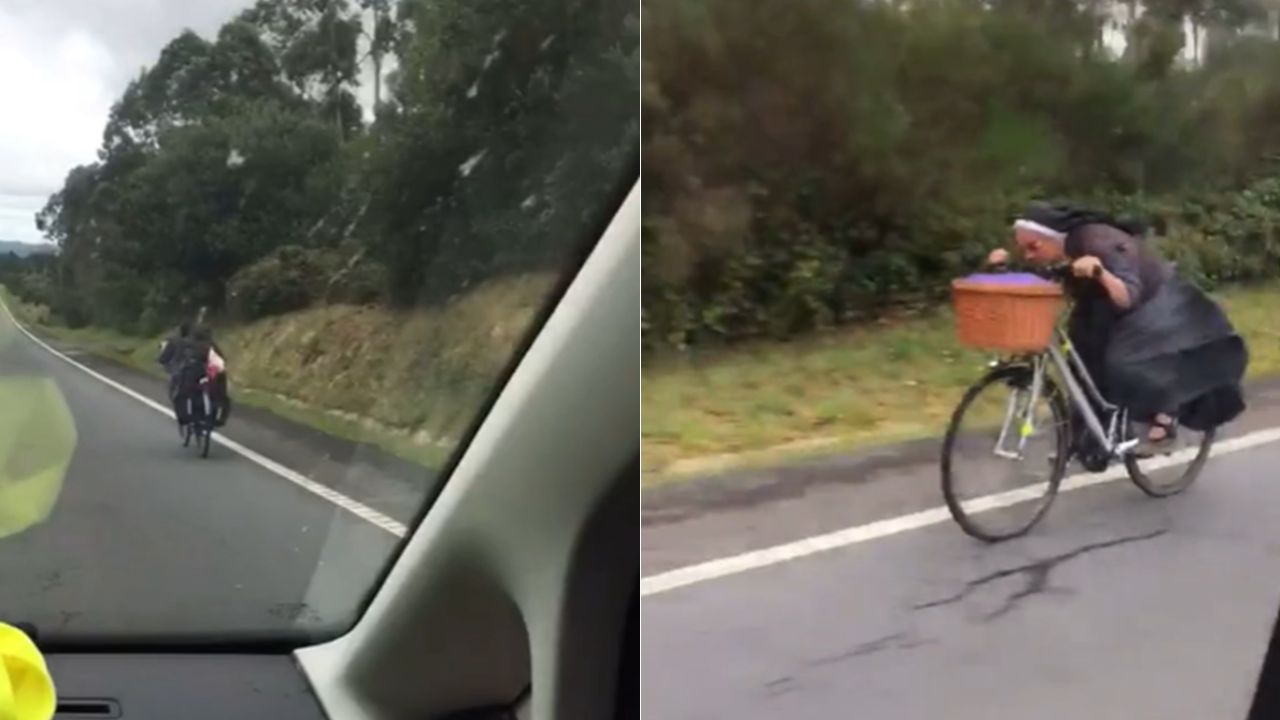 'Iba a toda madre': Captan a monja manejando a gran velocidad en motocicleta