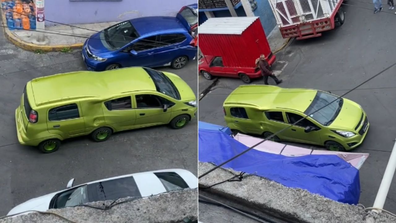 ¿El carro ciempiés? Captan extraño automóvil fusionado con otro