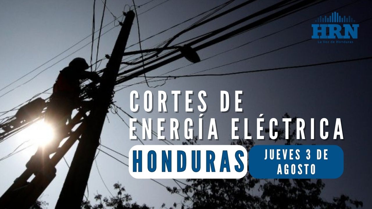 Cortes de energía programados para este jueves 3 de agosto