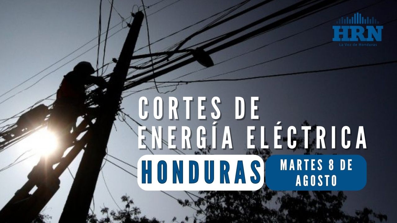 Cortes de energía programados para este martes 8 de agosto