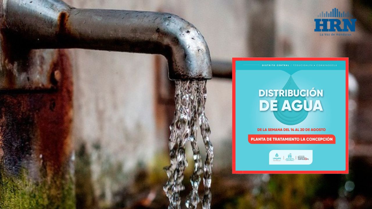 Horario de distribución de agua potable desde el 14 hasta el 20 de agosto en la capital