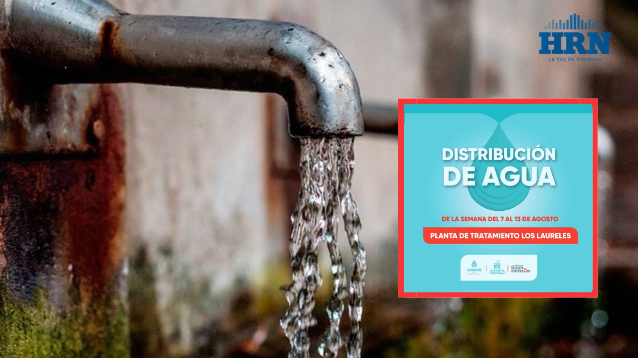 Horario de distribución de agua potable desde el 7 hasta el 13 de agosto en la capital