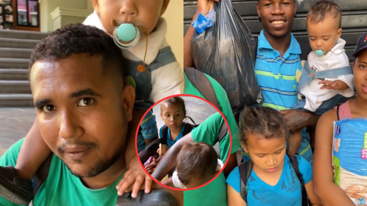 'Tenemos días que no comemos': Hondureño le compra comida a familia de migrantes venezolanos