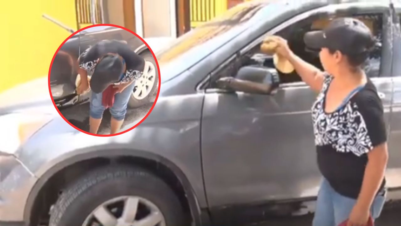 'Me gano mi dinero honradamente': hondureña lava automóviles para generar ingresos al no encontrar empleo