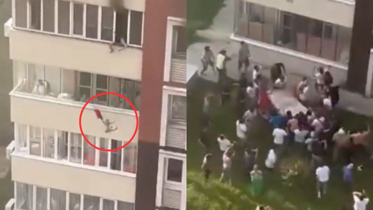 VÍDEO: Personas se lanzan desde un edificio para escapar de incendio Kazajistán