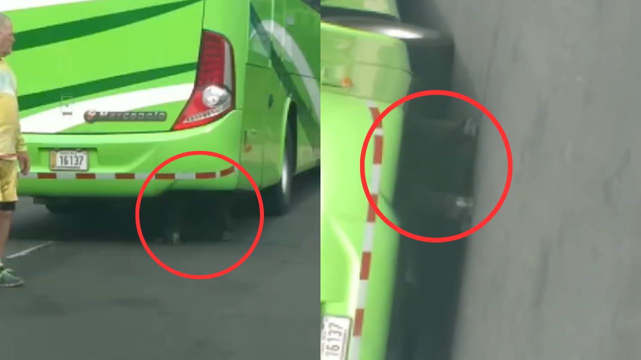 ¿Un fantasma? Captan extrañas piernas que salían de un autobús