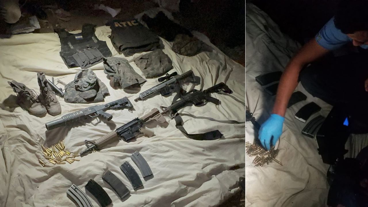 Hallan armas, granadas e indumentaria militar perteneciente a la pandilla Barrio 18 en la capital