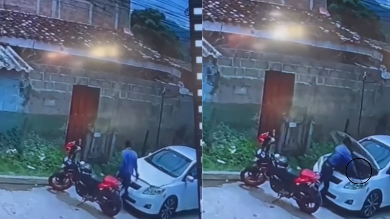 VÍDEO: Motociclista robó la batería de un carro en Juticalpa; se hizo pasar por mecánico