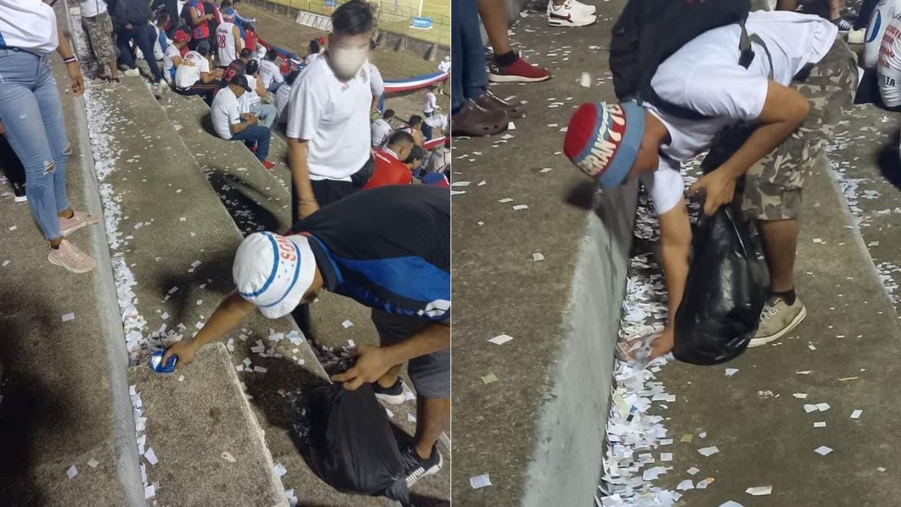 'Así se hace la diferencia': Ultra Fiel recoge basura del estadio al finalizar partido de Olimpia