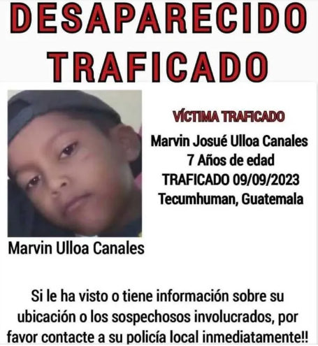 Cartel de información de Marvin Josué Ulloa Canales. Foto: Cortesía