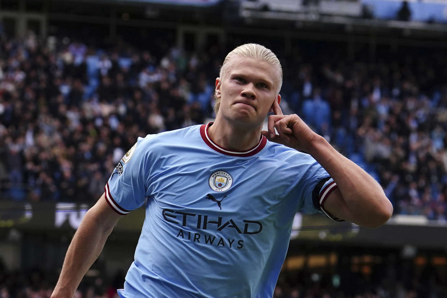 Erling Haaland, de Manchester City, es el jugador más valioso del grupo G con un precio de mercado de € 180,000,000. Foto: Martin Rickett/AP