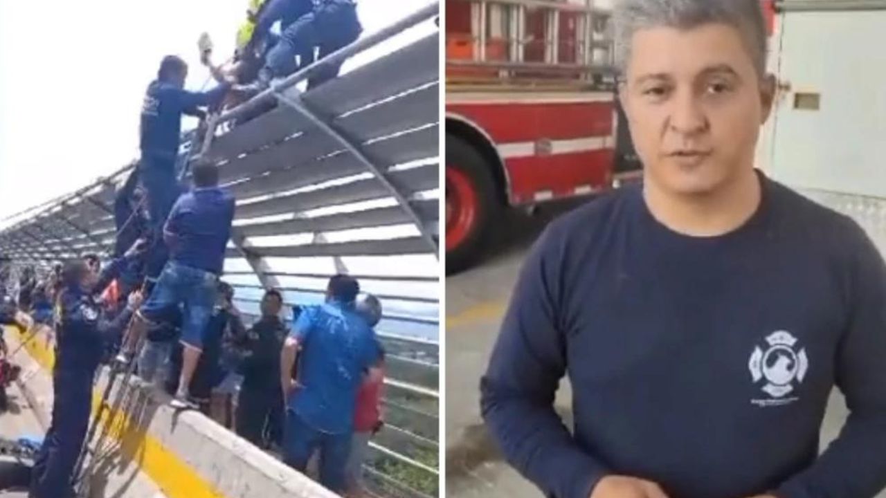 VÍDEO: asaltan a bombero mientras evitaba que mujer se lanzara de puente