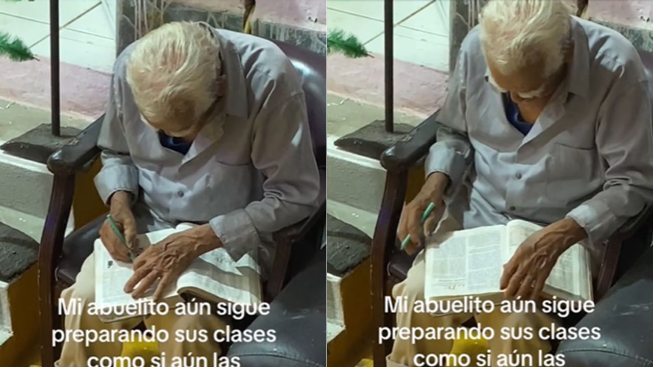 'Amor a lo que haces': abuelito jubilado que prepara sus clases causa ternura en TikTok