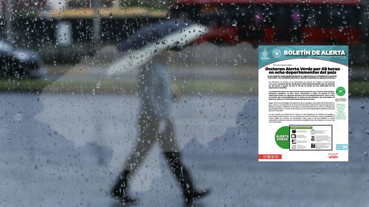 Imagen de Alerta verde por lluvias emite Copeco durante 48 horas