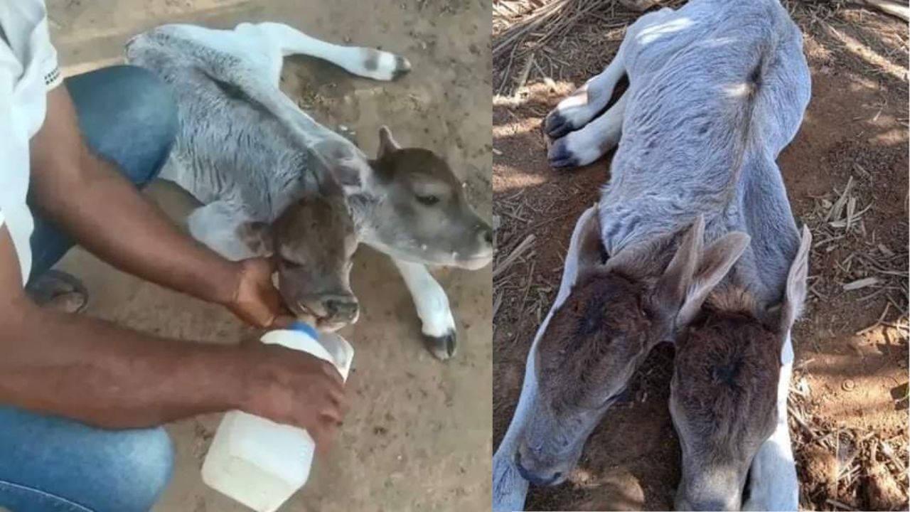 FOTOS: Nace becerro con dos cabezas; logró vivir más de 24 horas