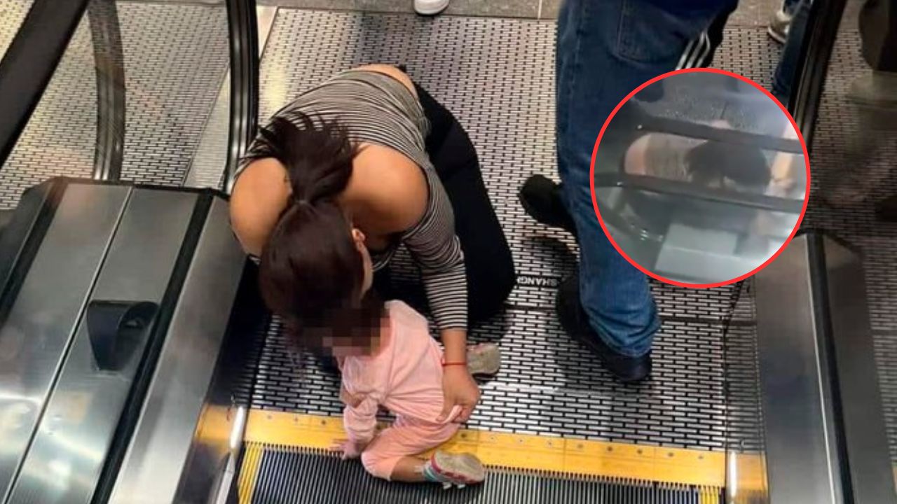 VIDEO: Deditos de una niña de dos años quedaron atrapados en escalera eléctrica de centro comercial