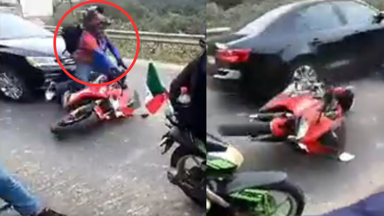 Imagen de Fuerte video: motociclista es atropellado por un carro que luego le pasó encima