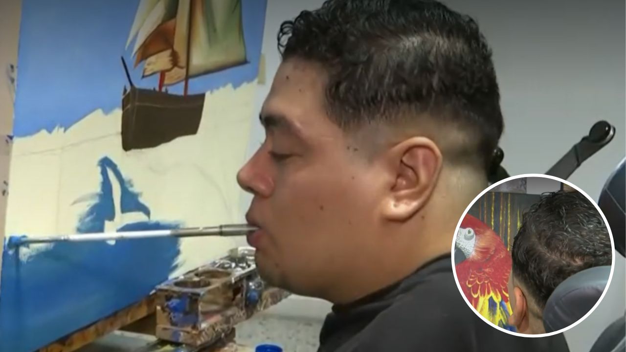 'Me devolvió las ganas de vivir': joven en silla de ruedas pinta con su boca