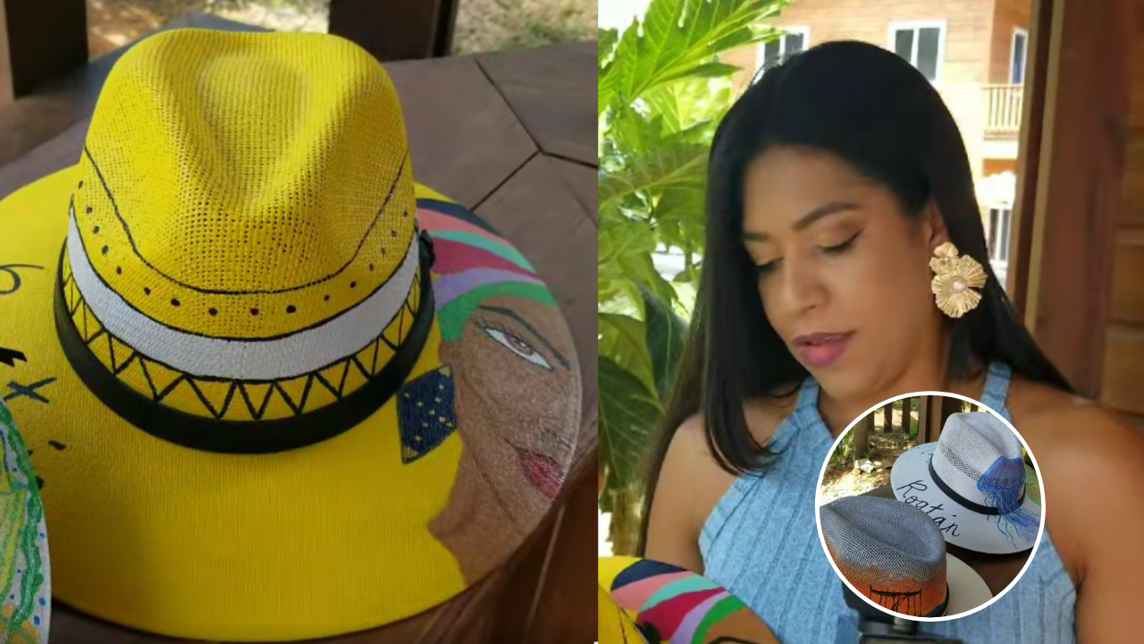 'Las mujeres podemos': joven hondureña sin empleo decidió vender sombreros pintados por ella