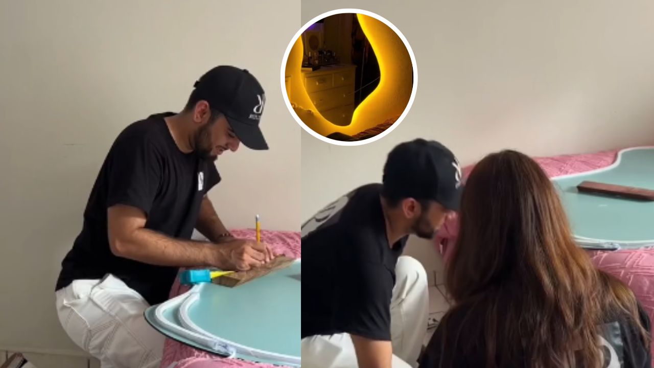 'Lo hacemos con amor': Pareja hondureña emprende venta de espejos con luces de neón