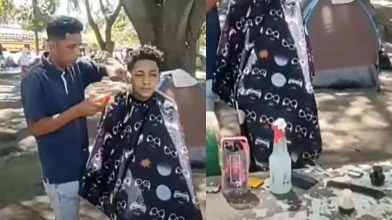 Barbero venezolano trajo sus herramientas de trabajo a Honduras y así se gana la vida