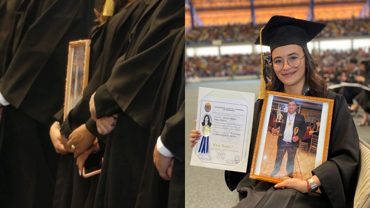 Yissel estuvo acompañada de su padre en todo momento. Foto: Diseño HRN