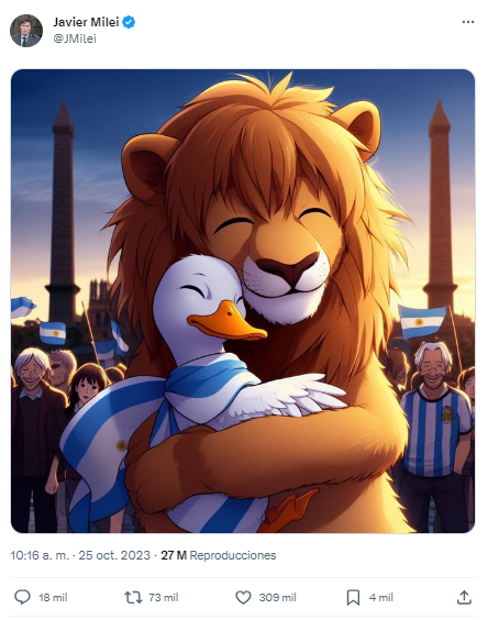 Foto que publicó Javier Milei tras su alianza con Patricia Bullrich. Foto: Redes sociales