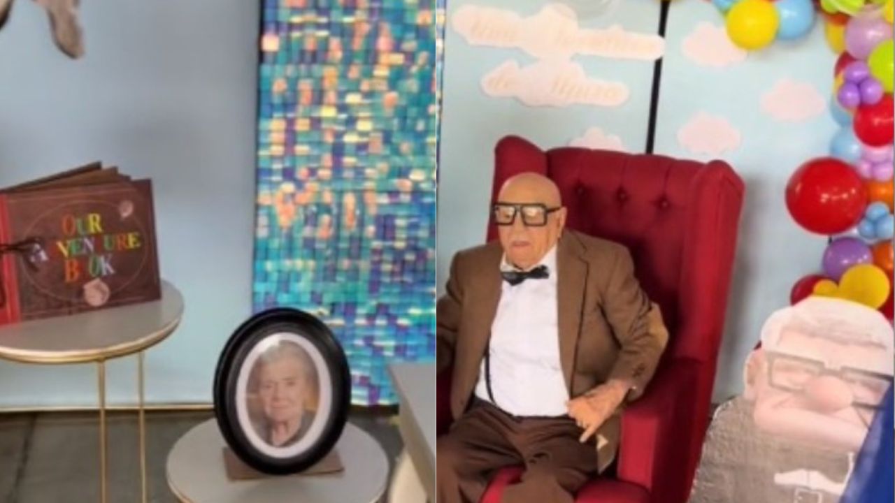 Abuelito celebró su cumpleaños y recordó a su esposa fallecida al estilo de 'Up'