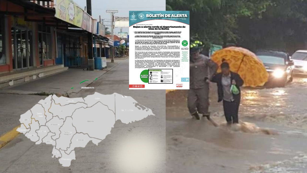 Bajan a alerta verde al departamento de Islas de la Bahía