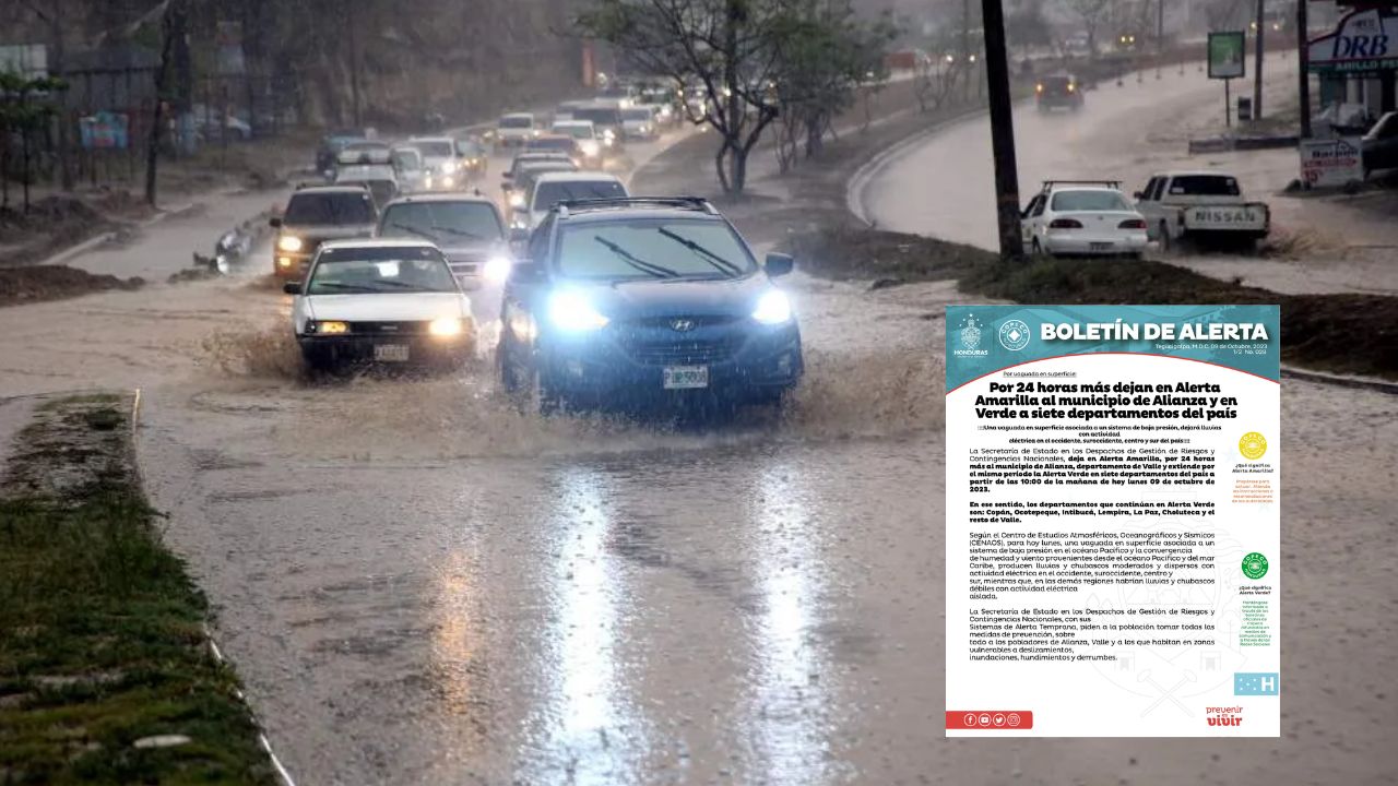 Copeco extiende por 24 horas  más alerta amarilla y verde por vaguada de baja presión